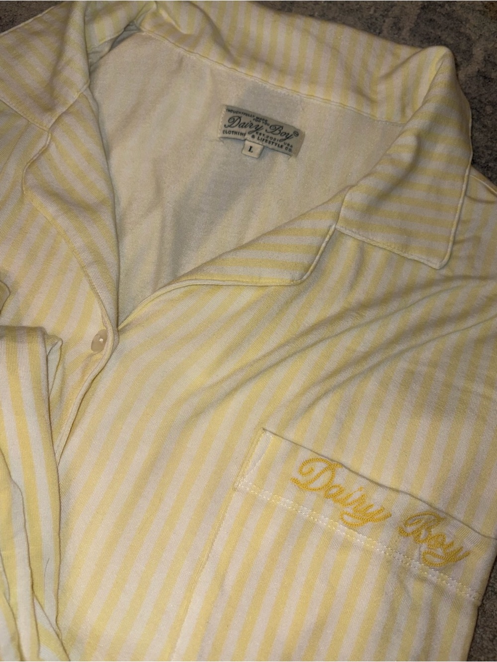 Dairy Boy Butter Yellow PJ Set - L - Picture 3 of 10